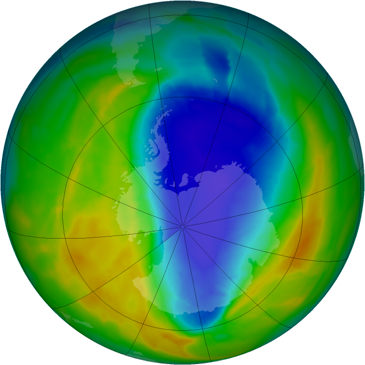 Antarctic ozone map for 19 October 2013
